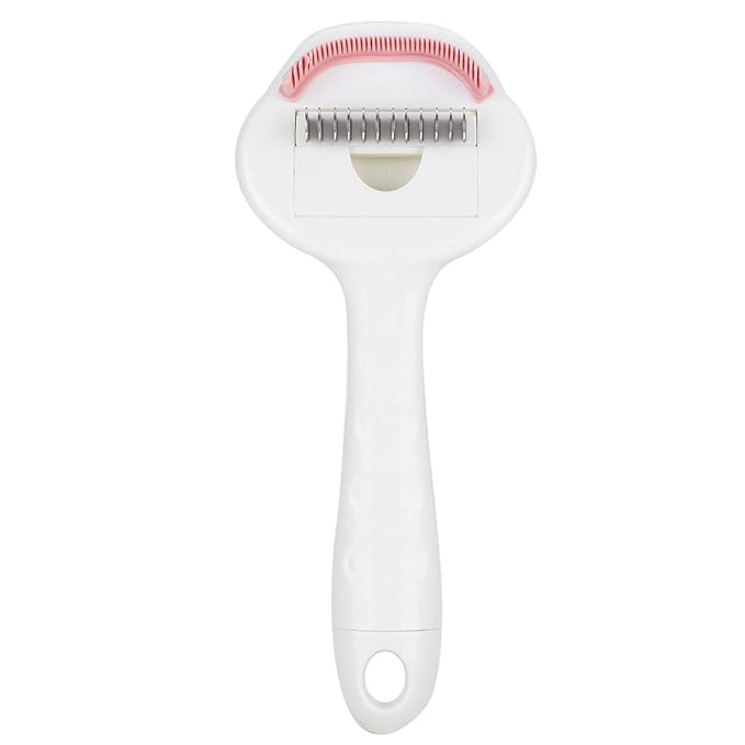 Cat Grooming Brush with Curved Blade, Detangling Comb for Shedding Control, Dual Layer Deshedding Tool for Long or Short Hair Cats, Painless Hair Removal Brush