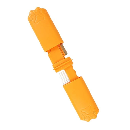 SUPVOX Pet Grooming Comb Detangling Rake for Dogs and Cats Small Hair Brush with Fine Teeth for Removing Loose Fur and Mats, Orange, Suitable for Home Grooming and Pet Care