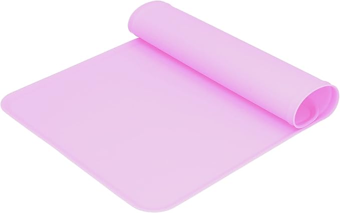 Silicone Non Slip Pet Feeding Bowl Mat for Dogs, Leakproof Dog Placemat for Food and Water, 11.8x18.9in Pet Supplies (Pink)