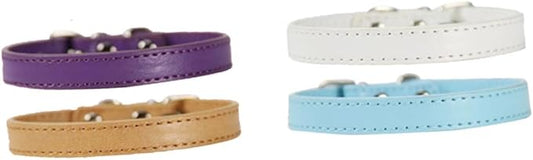 12pcs Pu Pet Dog Collars, Basic Outdoor Adjustable Neck Rings, 1.0 * 25cm Small Size, Random Colors, Sturdy Pet Supplies for Puppies and Small Dogs