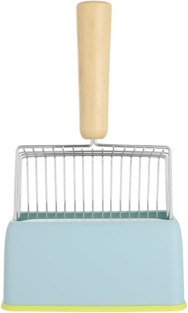 Metal Poop Scooper Caddy, Cat Litter Scoop with Abs Stand, Scoop with Holder, Lasting Cat Cleanup Kit