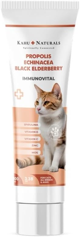 Immunovital Paste for Cats – Immune Support Supplement with Echinacea, Elderberry, Propolis, Vitamin C & Zinc – 3.38 oz