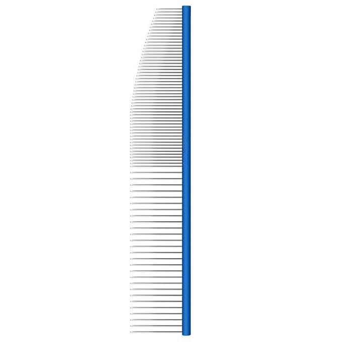 Professional Pet Grooming Comb – Crescent Curved Wide/Fine Tooth Pet Comb Detangling Comb for Cat/Dog Face & Chin, Stainless Steel Teeth, Removes Knots & Flea Combs (blue,round19cm)