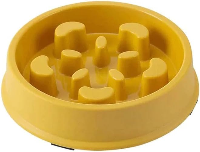 Pet Slow Food Bowl Small Dog Choke-Proof Bowl Non-Slip Slow Food Feeder Dog Rice Bowl Pet Supplies Available for Cats and Dogs Yellow