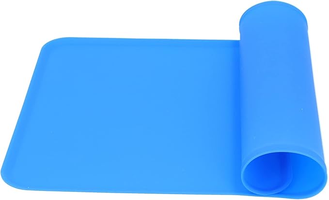 Silicone Non Slip Pet Feeding Bowl Mat for Dogs, Leakproof Dog Placemat for Food and Water, 11.8x18.9in Pet Supplies (Blue)