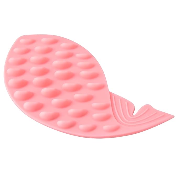 Self Adhesive Cat Grooming Brush | Whale Shape Silicone Massage Brush with Catnip | Gathers Loose Hair & Promotes Flow | Easy to Maintain Cat Toy for Glass/Wall