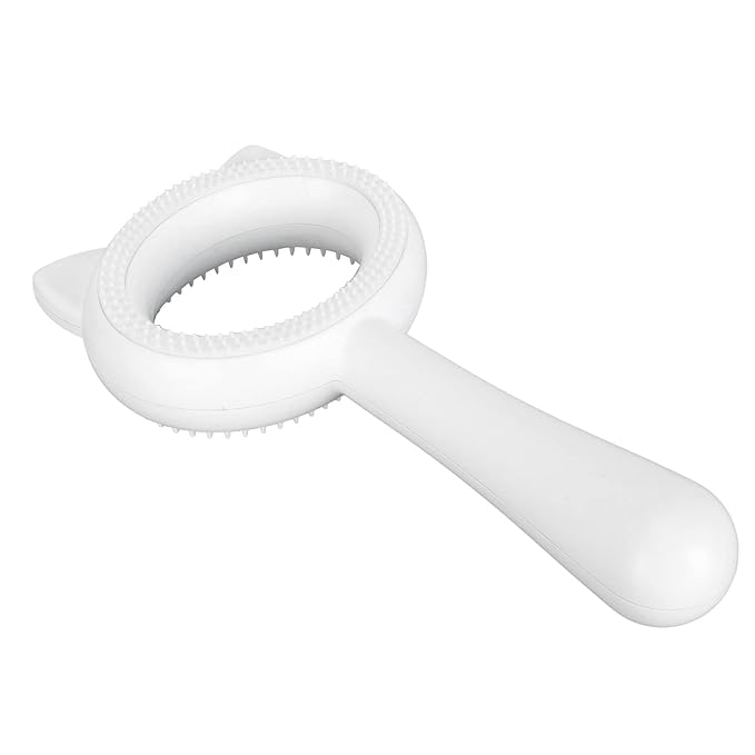 Cat Grooming Brush Double Sided Deshedding Massage Pet Hair Removal Comb for Cats Dogs Multipurpose Self Cleaning Comfortable Handle Round Tips Easy Cleaning ABS Material 17x9cm (White)