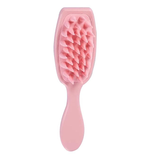 VILLCASE Dog Bath Scrubber Silicone Handle Pet Massage Brush for Grooming and Cleaning with Soft Bristles, Pink Puppy Bathing Supplies for Dogs and Cats