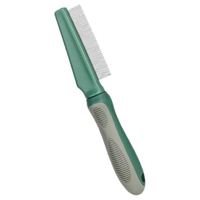 Pet Grooming Comb for Dogs and Cats Olive Green Fine Teeth Dematting Comb with 78 Teeth Portable for Shedding Tangle Flea Removal Indoor Pet Grooming Supplies