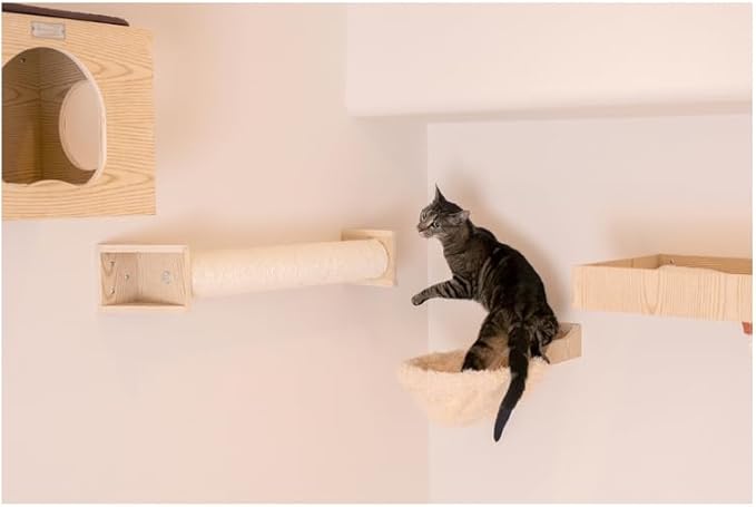 Maykoosh Wall Mounted Cat Scratching Post - Solid Poplar Wood - 30x6x4 Inch - 10 lb Capacity