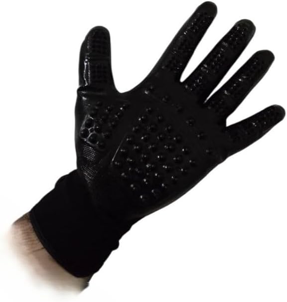 Hands on Pet Grooming Gloves for Dogs, Cats, and Horses – Gentle Deshedding Brush, Hair Remover, and Massage Tool