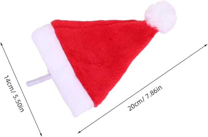 SEWACC 4pcs Adjustable Plush Dog Santa Hat Christmas Pet Costume Cap with Soft Lining for Small Dogs and Cats Holiday Party Supplies