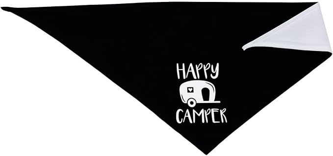 Happy Camper Summer Dog Bandana，Adorable Puppy Accessory for The avid Camper ，Pet Neckerchief for Pets Daily Wear Photo Prop Party Supplies,Funny Cute Dog Bandana (Black)