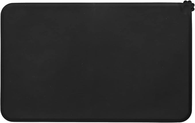 Silicone Non Slip Pet Feeding Bowl Mat for Dogs, Leakproof Dog Placemat for Food and Water, 11.8x18.9in Pet Supplies (Black)