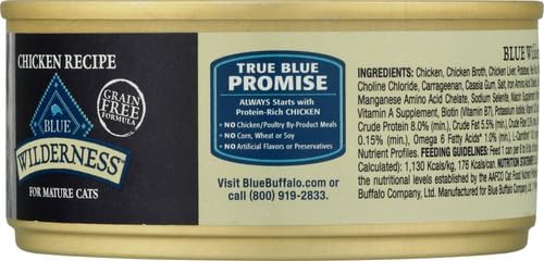 Blue Buffalo Wilderness High-Protein Grain-Free Wet Food for Adult Cats 7+,Chicken Recipe,5.5-oz.,24-Count,(Pack of 24)