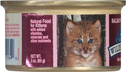 Blue Buffalo Wilderness Natural High Protein Grain Free Wet Food for Kittens,Salmon Pate,3-oz,(Pack of 48)