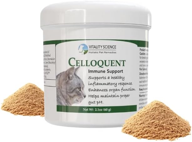 Vitality Science Celloquent for Cats | Enhanced Immune Support Formula | Maintains Proper Gut pH | Boosts Organ Function | Aids Cleansing and Healthy Inflammatory Response