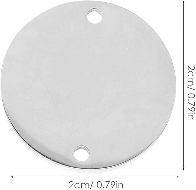 Totority 6pcs Stainless Steel Double-Hole Round Dog Id Tags 20mm Mirror Polished Blank Pet Name Tags for Engraving DIY Pet Supplies