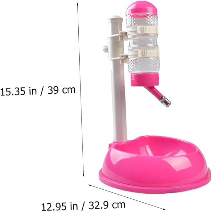 Happyyami Drinking Fountain for Dogs Pet Waterer Feeder Non-Slip Base Rose Pink
