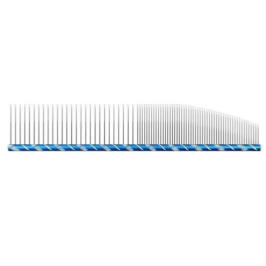 Professional Pet Grooming Comb – Crescent Curved Wide/Fine Tooth Pet Comb Detangling Comb for Cat/Dog Face & Chin, Stainless Steel Teeth, Removes Knots & Flea Combs (blue,enflory19cm)