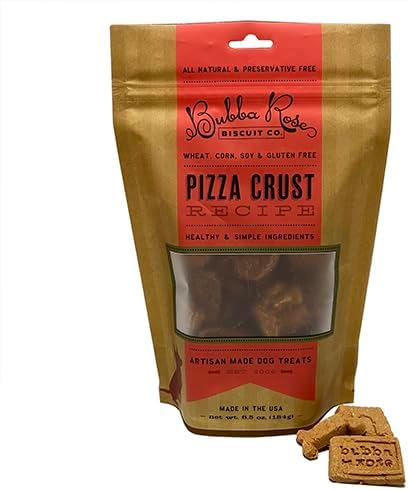 Bubba Rose Biscuit Co. - Pizza Dog Biscuits - Pizza Crust 6.5 oz. Bag - Allergy Friendly, Wheat, Corn, Soy & Gluten-Free Dog Treats, Made in The USA