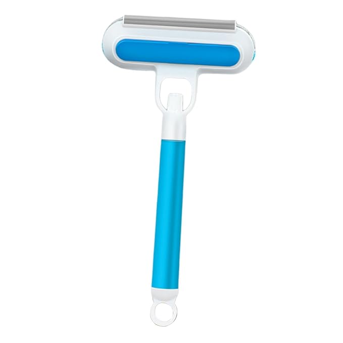 Pet Hair Removal Brush Glass Washable 3 in 1 Lightweight Cat Hair Remover Grooming Brush for Indoor Bedding Doors, Blue