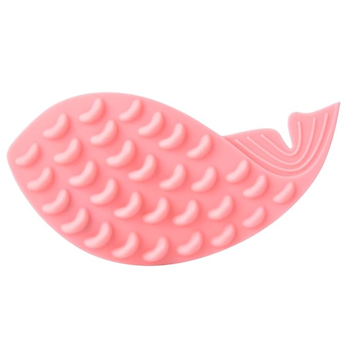 Self Adhesive Cat Grooming Brush | Whale Shape Silicone Massage Brush with Catnip | Gathers Loose Hair & Promotes Flow | Easy to Maintain Cat Toy for Glass/Wall
