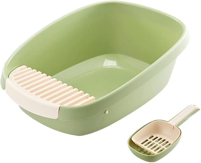 Open Cat Litter Box Large Litter Pan for Cats High Sided Kitten Litter Box with Cat Litter Scoop Removable Pedal Type Cat Toilet Pet Supplies Easy to Clean