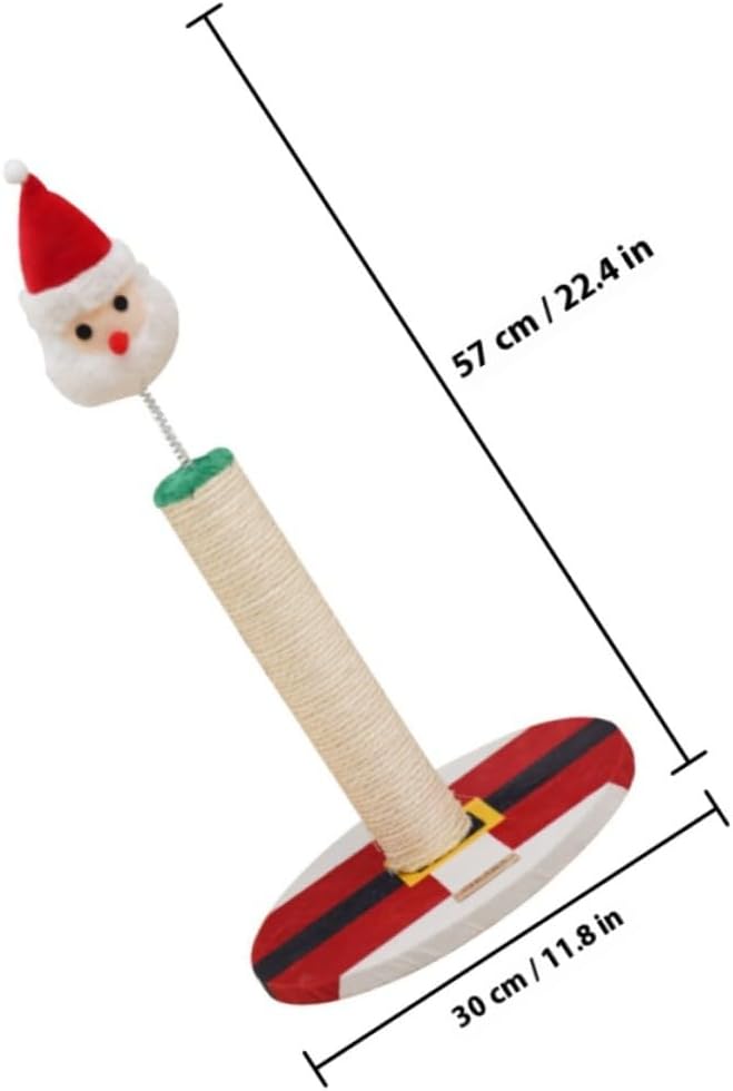 Luxshiny Christmas Santa Cat Scratching Post for Indoor Cats Integrated Sisal Floor Scratching Pole Wear-Resistant Kitten Claw