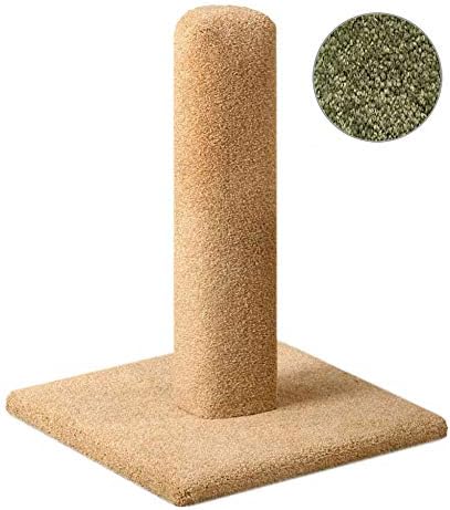 CozyCatFurniture 20, 25 & 30 inches Tall Carpeted Wooden Cat Scratching Posts, Green Color, Made in USA (25")