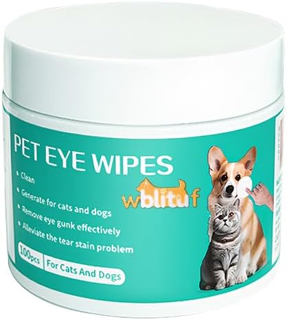 Pet Eye Cleaning Wipes for Dogs & Cats, 100 Count | Tear Stain Cleaning Pads with Aloe Vera & Chamomile, Gentle Formula, Lick-Safe, No-Rinse,Gentle Eye Wipes