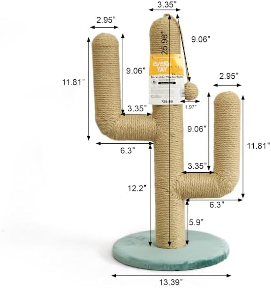 EveryYay by Petco Scratchin' The Surface Cactus Cat Scratcher, 27" H