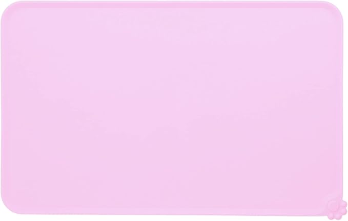 Silicone Non Slip Pet Feeding Bowl Mat for Dogs, Leakproof Dog Placemat for Food and Water, 11.8x18.9in Pet Supplies (Pink)
