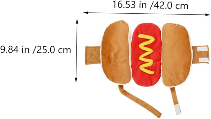 Hot Dog Pet Costume Burger Design Cartoon Dog Cat Clothes M Size Decorative Festival Outfit for Photography and Party Supplies