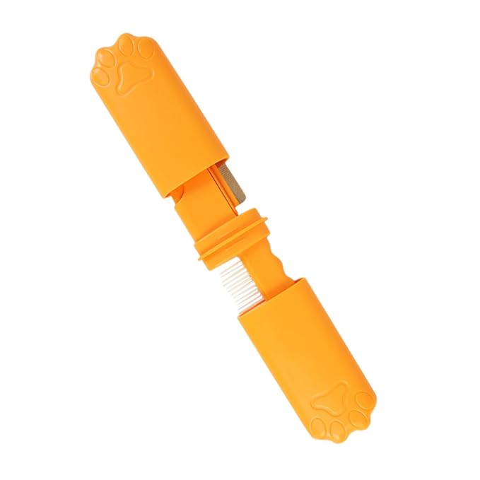 Cabilock Pet Comb for Cats and Dogs, Orange Fine-tooth Dematting Hair Removal Comb, Effective Shedding and Detangling Tool for Small and Medium Pets Grooming