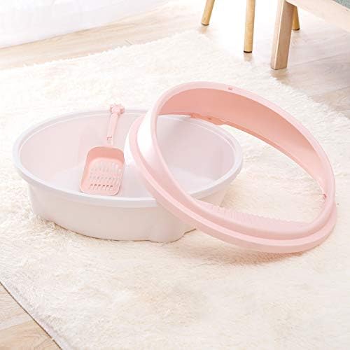 Semi-Closed Plastic Cat Bedpans Cat Litter Box Circular Anti-Splashing Sifting Cat Toilet Large Capacity Cat Covered Litter Box (Green)