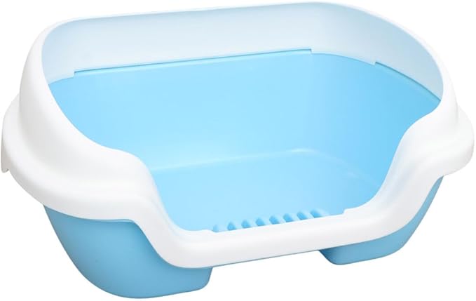 Cat Litter Cat Litter Box Semi Enclosed Cleaning Bath Basin Plastic Toilet with Scoop Portable Open Box for Dogs Small Pets (Blue)