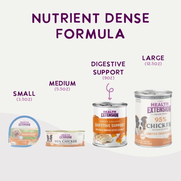 Health Extension Digestive Support Variety Pack Wet Dog Food, (9 oz, Case of 6 Cans) – Complete & Balanced with Superfoods & Gravy for Optimal Digestion
