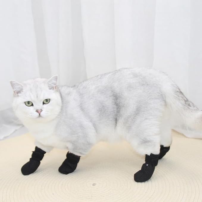 Cat Grooming Socks – Protective Mesh Foot Sleeves for Bathing, Nail Trimming & Vet Visits – Anti-Scratch & Breathable Design (Black [Wear-Resistant and Breathable],L（Max Diameter of Paw 1.97 inches）)