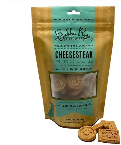 Bubba Rose Biscuit Co. - Beef Dog Biscuits - Cheesesteak 6.5 oz. Bag - Allergy Friendly, Wheat, Corn, Soy & Gluten-Free Dog Treats, Made in The USA - 1 Count