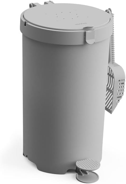 Modkat Premium Litter Keeper - Cat Litter Disposal (Includes Litter Scoop, 2X Bamboo Charcoal Filters, and 10x Recycled Waste Bags (Gray)