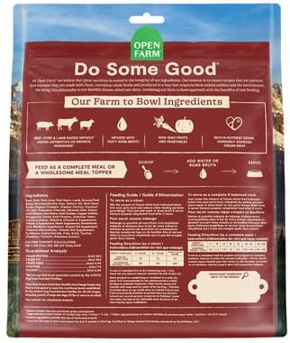 Open Farm, RawMix Freeze Dried Raw Morsels, Dog Food Topper & Meal Mixer, High Protein & Bone Broth Infused with 95% Real Meat Front Range Recipe with Beef, Pork & Lamb, 13.5oz Bag