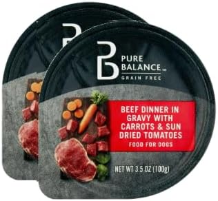 Pure Balance Beef Dinner Dog Food, Grain Free, with Carrots & Sun Dried Tomatoes, 3.5 oz Cup (2 Pack, Packaging May Vary)