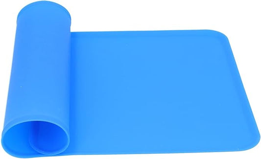 Silicone Non Slip Pet Feeding Bowl Mat for Dogs, Leakproof Dog Placemat for Food and Water, 11.8x18.9in Pet Supplies (Blue)
