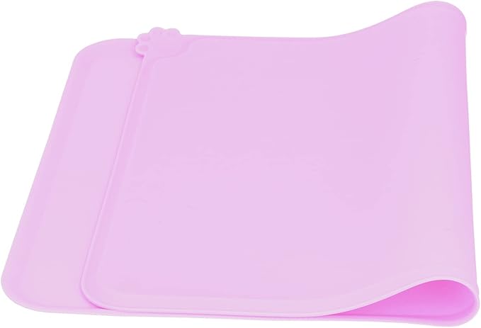 Silicone Non Slip Pet Feeding Bowl Mat for Dogs, Leakproof Dog Placemat for Food and Water, 11.8x18.9in Pet Supplies (Pink)