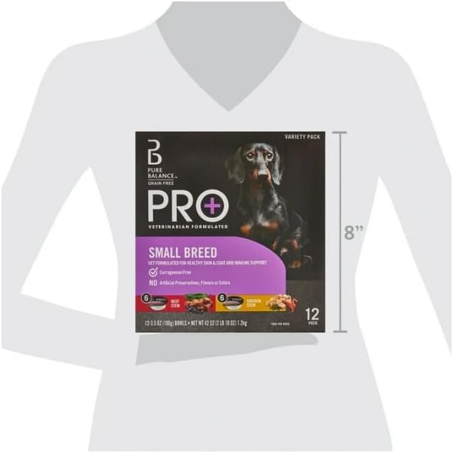 Pure~Balance Pro+ Beef Stew & Chicken Stew Wet Dog Food for Small Breeds, Grain Free ~ 3.5 Oz Cups ~ (12 Pack)