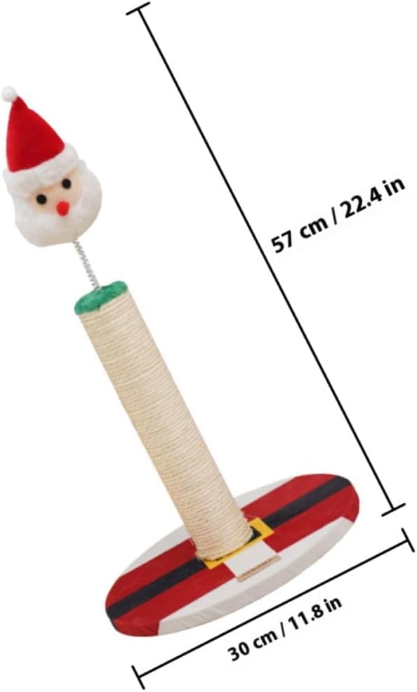 DOITOOL Christmas Cat Scratching Post with Sisal Rope, Vertical Kitten Scratcher for Indoor Cats, Pet Climbing Pole and Play for Daily Use