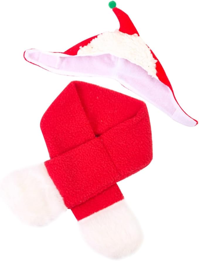 Beaupretty Pet Christmas Hat and Scarf Set Warm Decorative Head Cover for Dogs and Cats Universal Holiday Photo Prop Pet Supplies