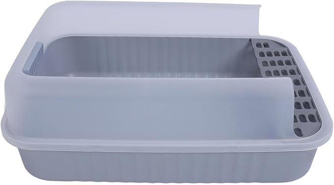 Proof Open Top Easy to Clean Semi Enclosed, Large Cat Litter Box with Scoop for Kittens Ideal for Bigger Cats No Stress Environment Litter BoxesLitter & Housebreaking (Yellow) (Light Gray)