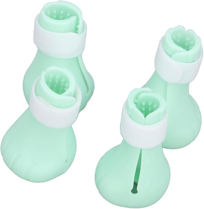 Cat Grooming Boots, Premium Silicone, Green, for Bathing and Scratching Prevention, 4 Pack
